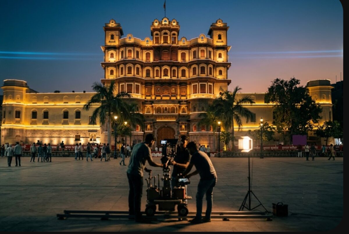 Indore at dusk, seen through a film camera
