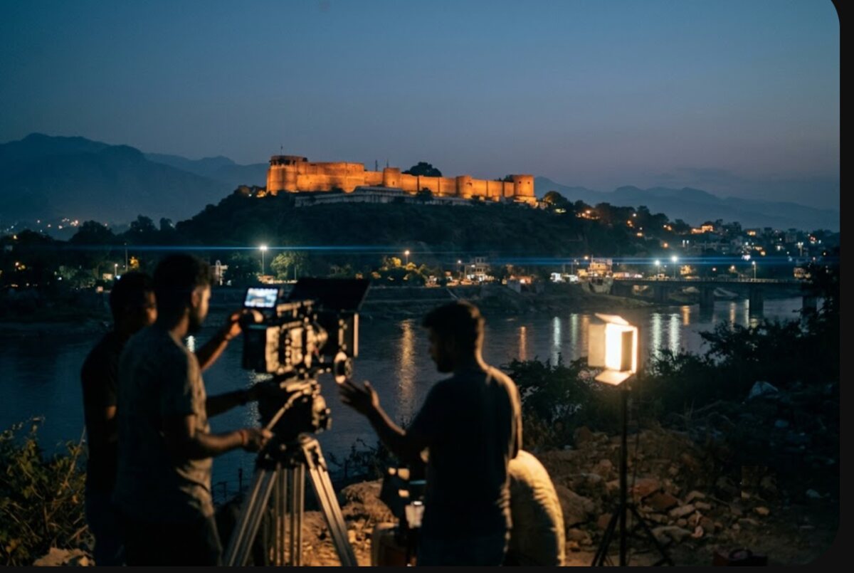 Jammu at dusk, seen through a film camera